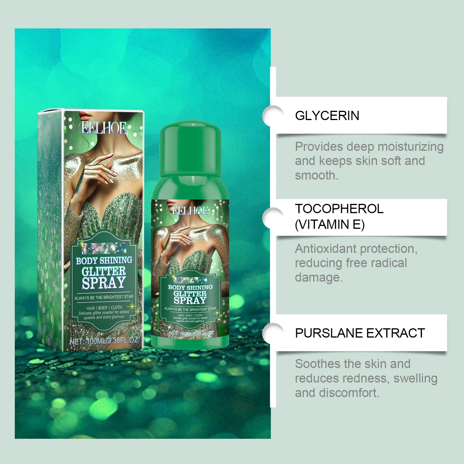 Highlighter Spray — Natural Radiant Dimension, Long-Lasting Intense Brightening, Shimmer Powder