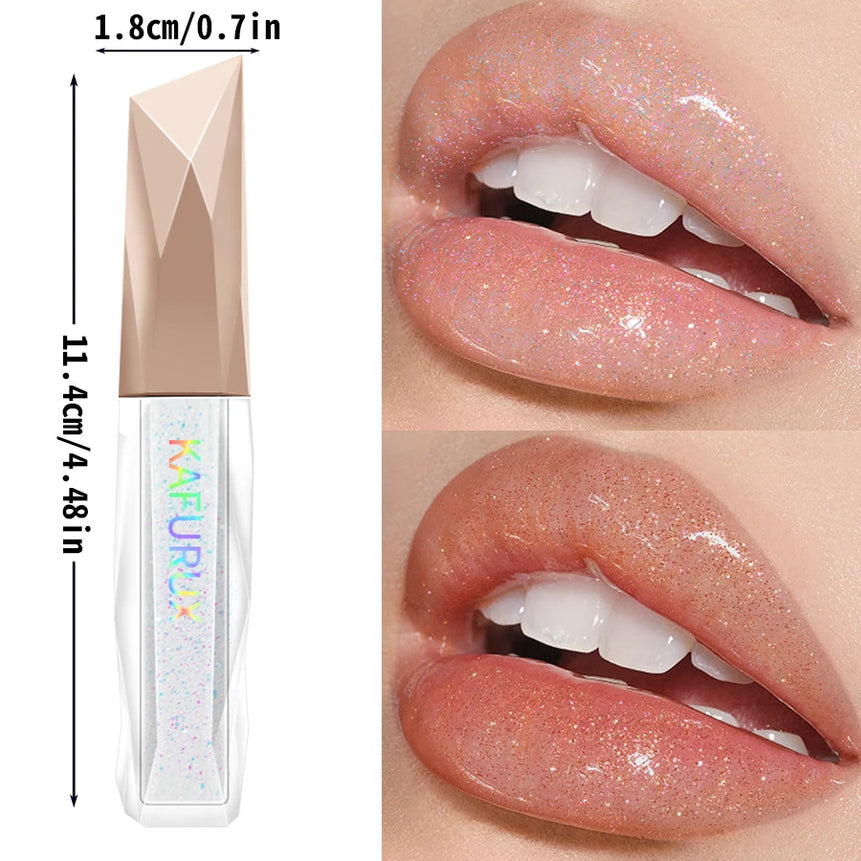 Sweet sparkling lip glaze mirror lip shine light lip gloss transparent lip tint makeup water gloss shimmer liquid lipstick girl