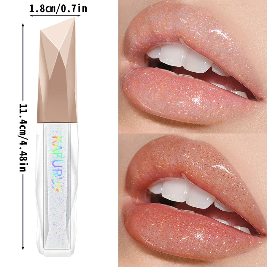 Sweet sparkling lip glaze mirror lip shine light lip gloss transparent lip tint makeup water gloss shimmer liquid lipstick girl