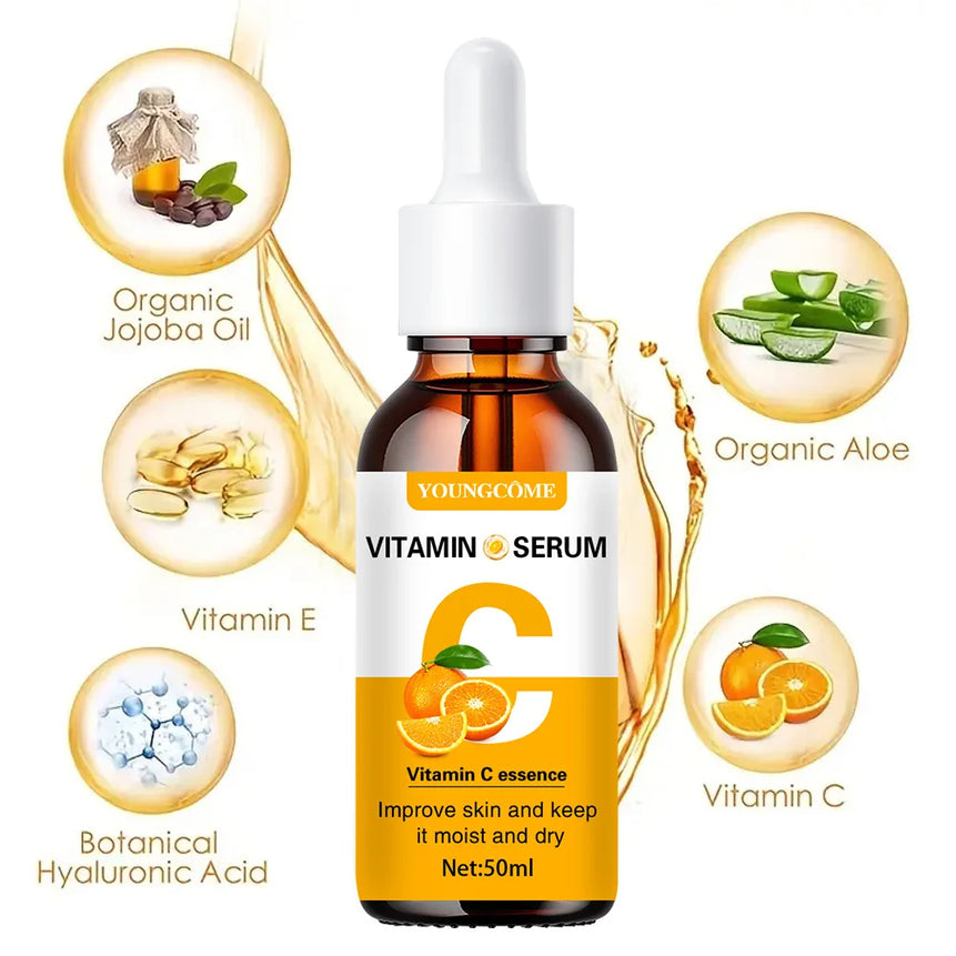 2pcs Vitamin C and retinol fortified serum rich in VC,keep skin hydrated and smooth,smooth fine lines and wrinkles,delicate skin