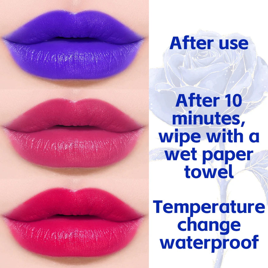 Blue Rose Lipstick Temperature Color Changing lipstic Moisturizing  Female Makeup products Sexy Lip tint Gloss Shiny Lipsticks
