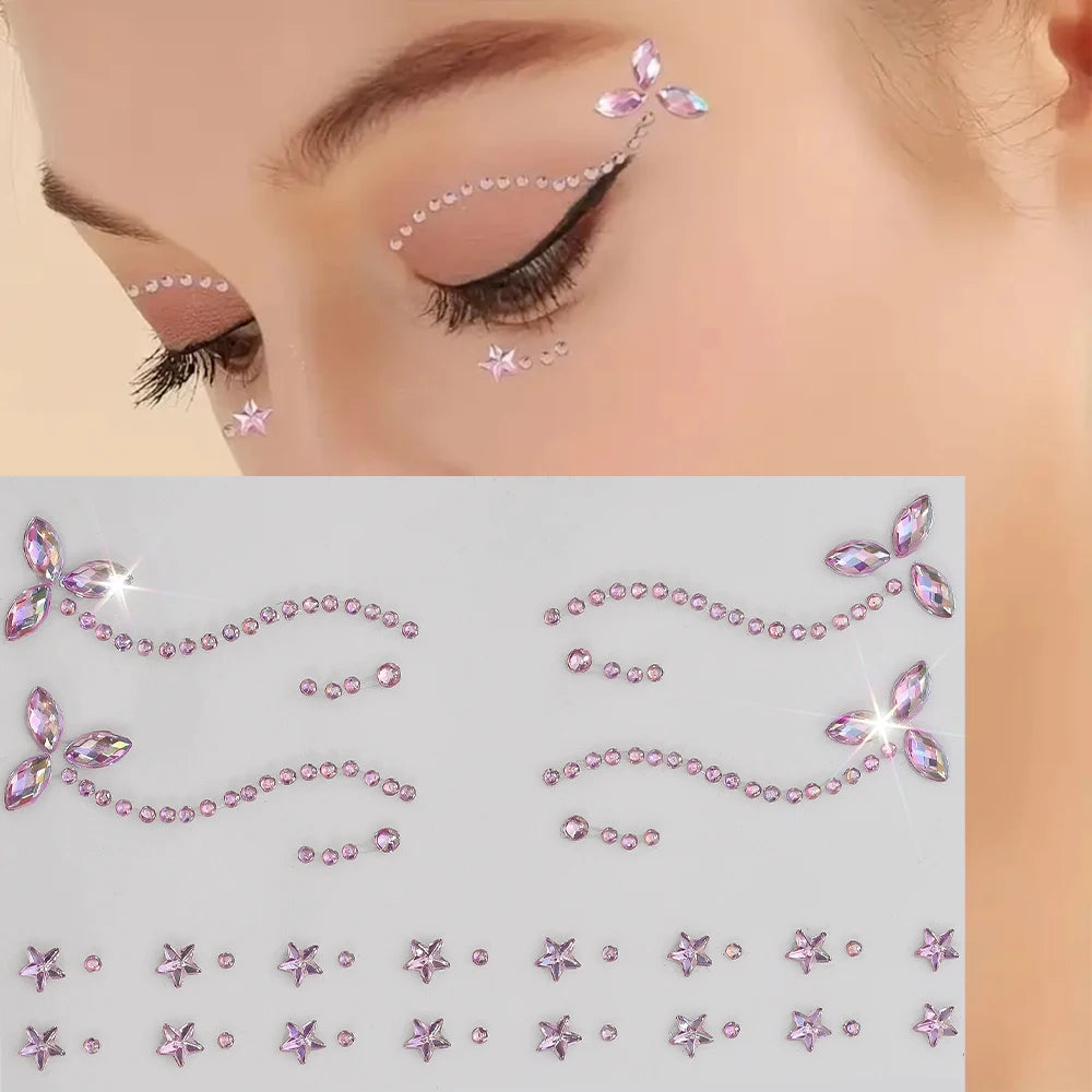 New 3/4/5mm 900pcs Pearl Face Gem Stickers Shining Glittle Self Adhesive Waterproof  Rhinestone Stickers Party Wedding Makeup
