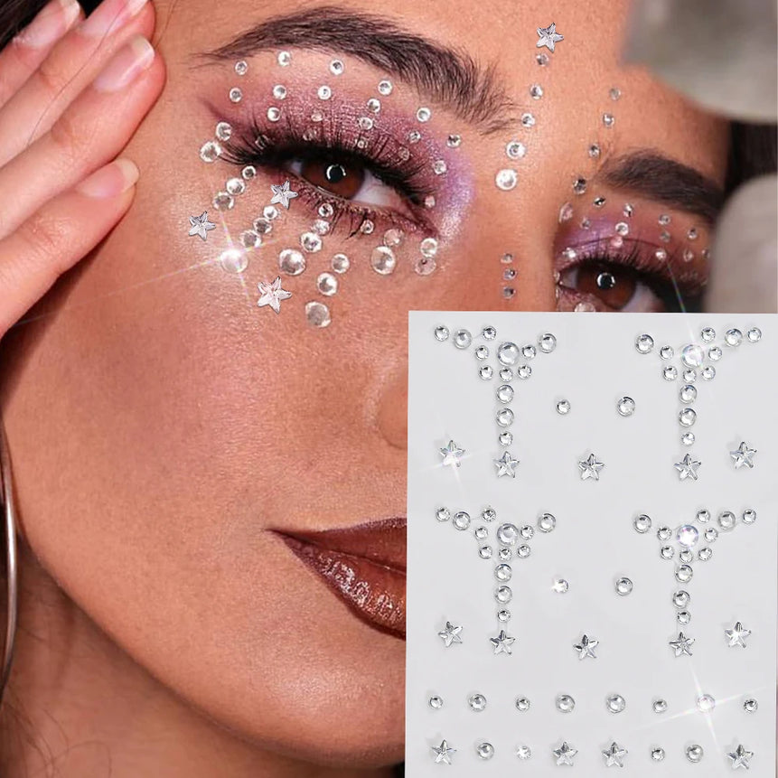 1pc Red Face Gems Jewels Rhinestone Stickers Self Adhesive Gems Stickers DIY Bling Jewel Crystal Sticker for Hair Face Eyes Body