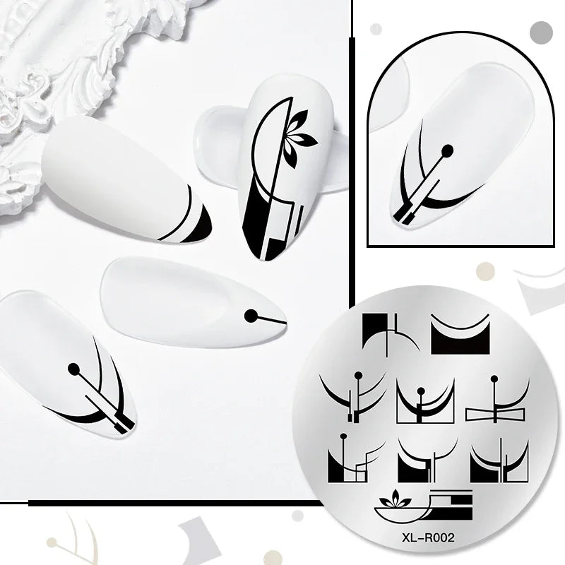 1PC Flower Leaves Line Geometric Stamping Plates Abstract Lady Face Nail Stamp Templates Printing Stencil Nail Art Decoration