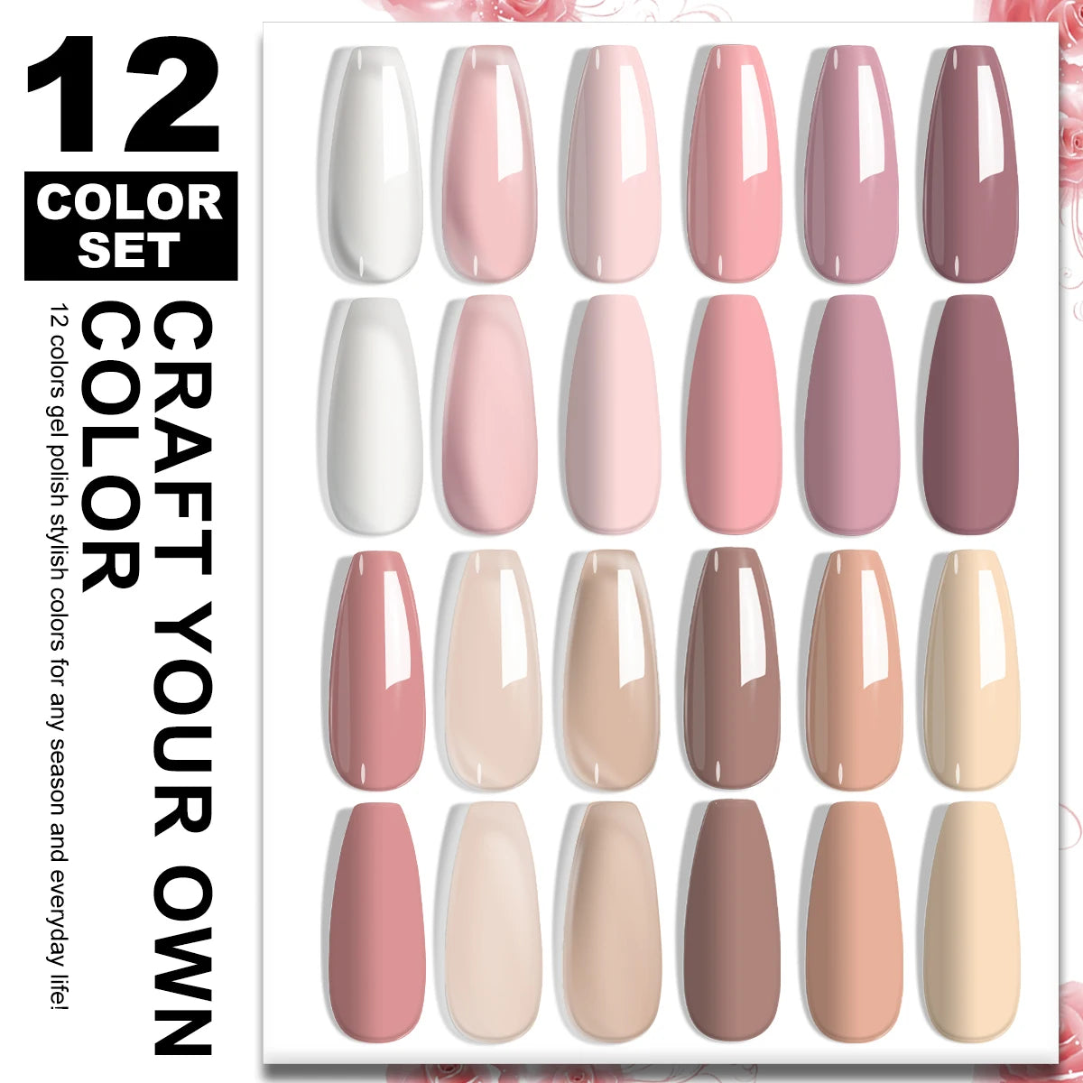 LIMEGIRL 12Pcs Gel Nail Polish Set 8ML Semi-Permanent Varn UV Nail Gel Art Manicure with Mini LED Lamp Gel Nail Polish Set