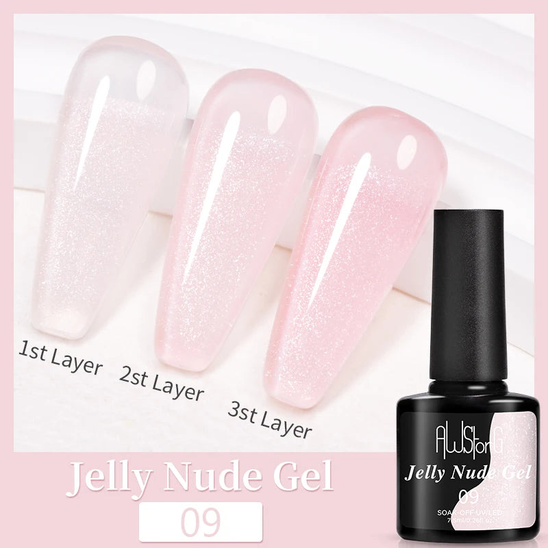 AWStorG  Fiber Rubber Base Gel For Nails UV Gel Polish Semi Permanent Repair Fix Crack Nail Rubber Base Gel Strengthener 15ml