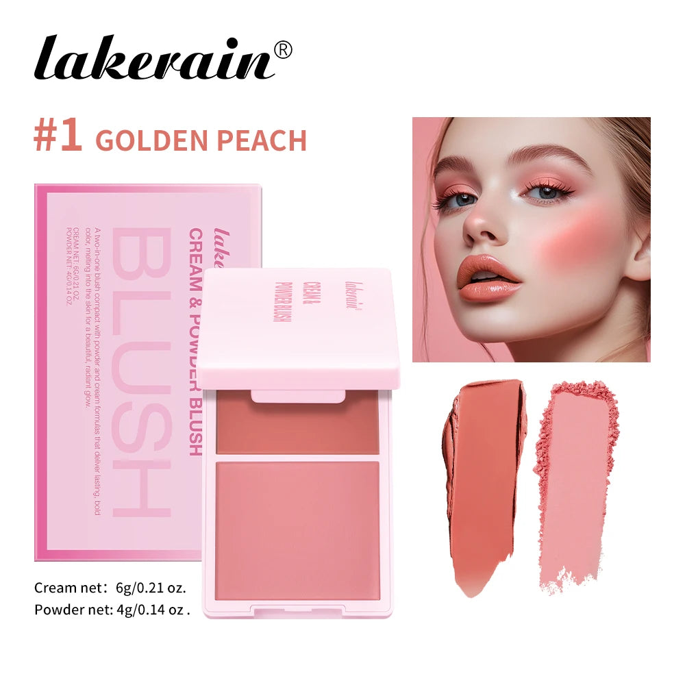 2in1 Cream & Powder Blush Matte Dewy Rosy Blush Makeup Pan Long-lasting Wearing High Pigment Natural Matte Blush Palette