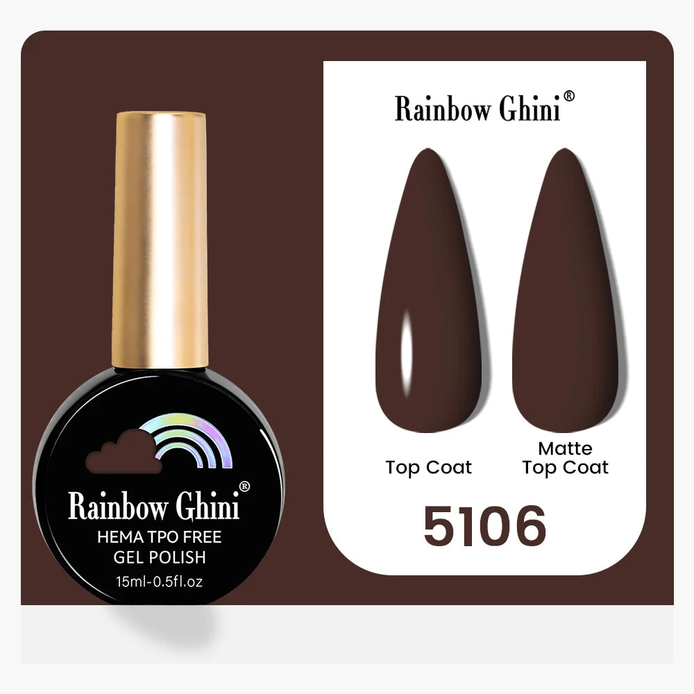 Rainbow Ghini 15ML 146 Colors Long-Lasting Colorful Gel Nail Polish Professional UV/LED Gel Polish Base Coat Matte Top Coat