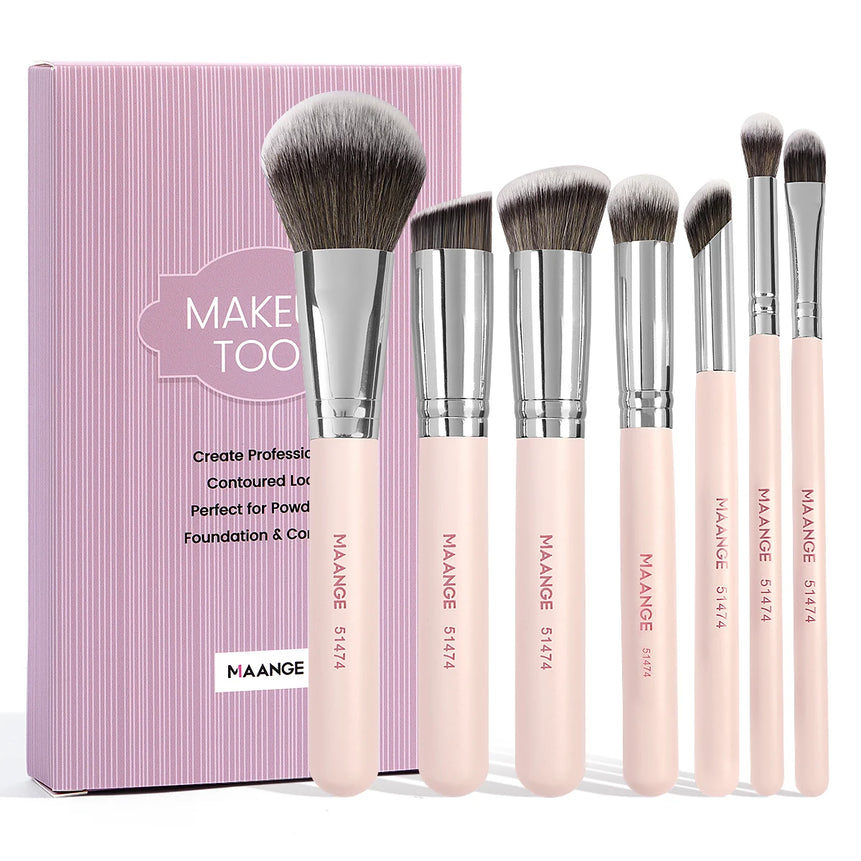 MAANGE 7PCS Makeup Brush Set Foundation Concealer Eyeshadow Makeup Brush for Liquid Cream Soft Dense Cosmetic Makeup Beauty Tool