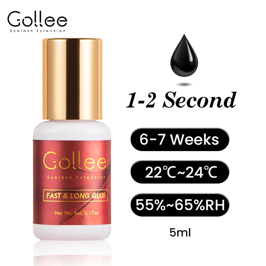 Gollee eyelashes Glue 1s Fast Dry Waterproof Lash Extension Glue Strong 6ml Super Booster Help Adhesive Accelerator tools Makeup