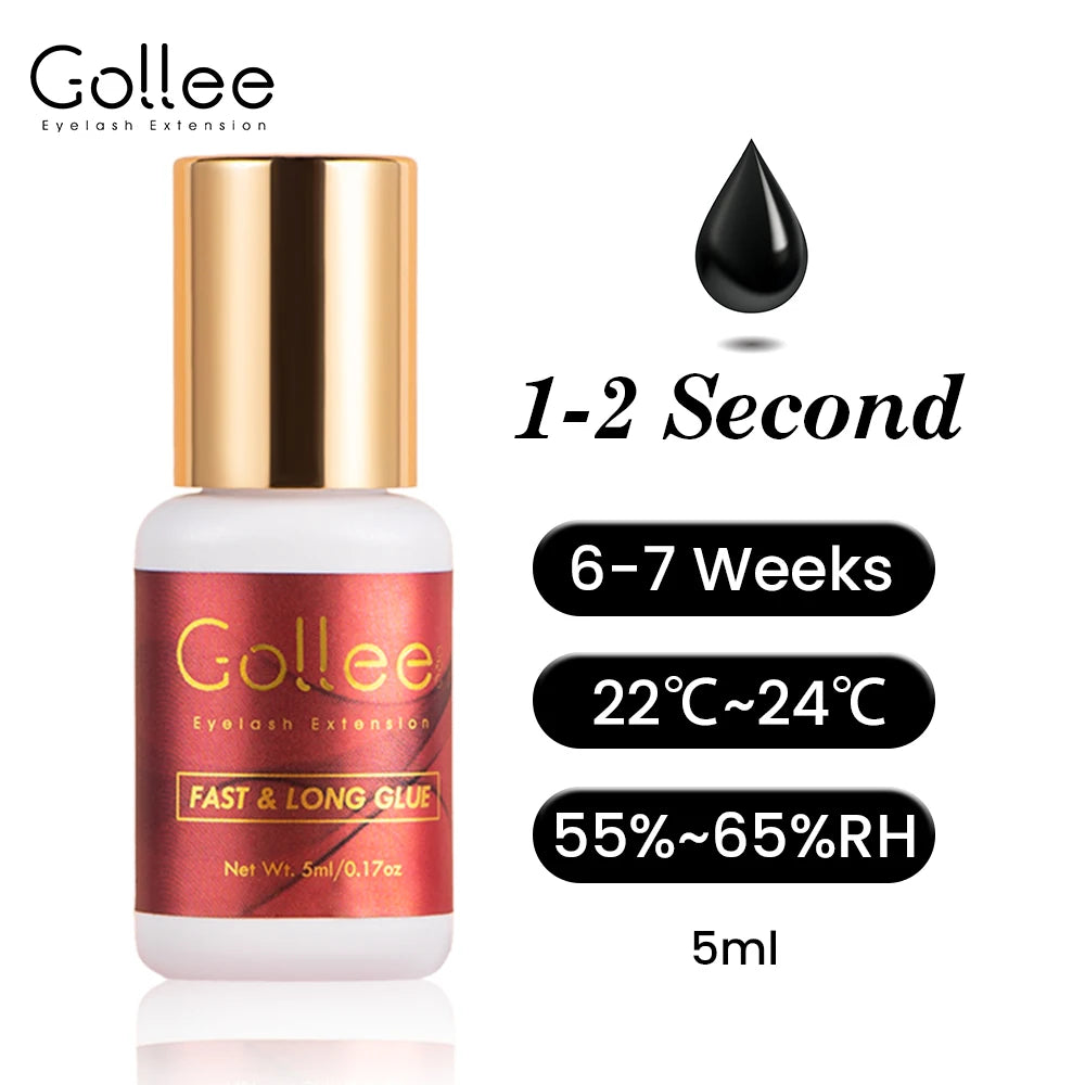 Gollee eyelashes Glue 1s Fast Dry Waterproof Lash Extension Glue Strong 6ml Super Booster Help Adhesive Accelerator tools Makeup