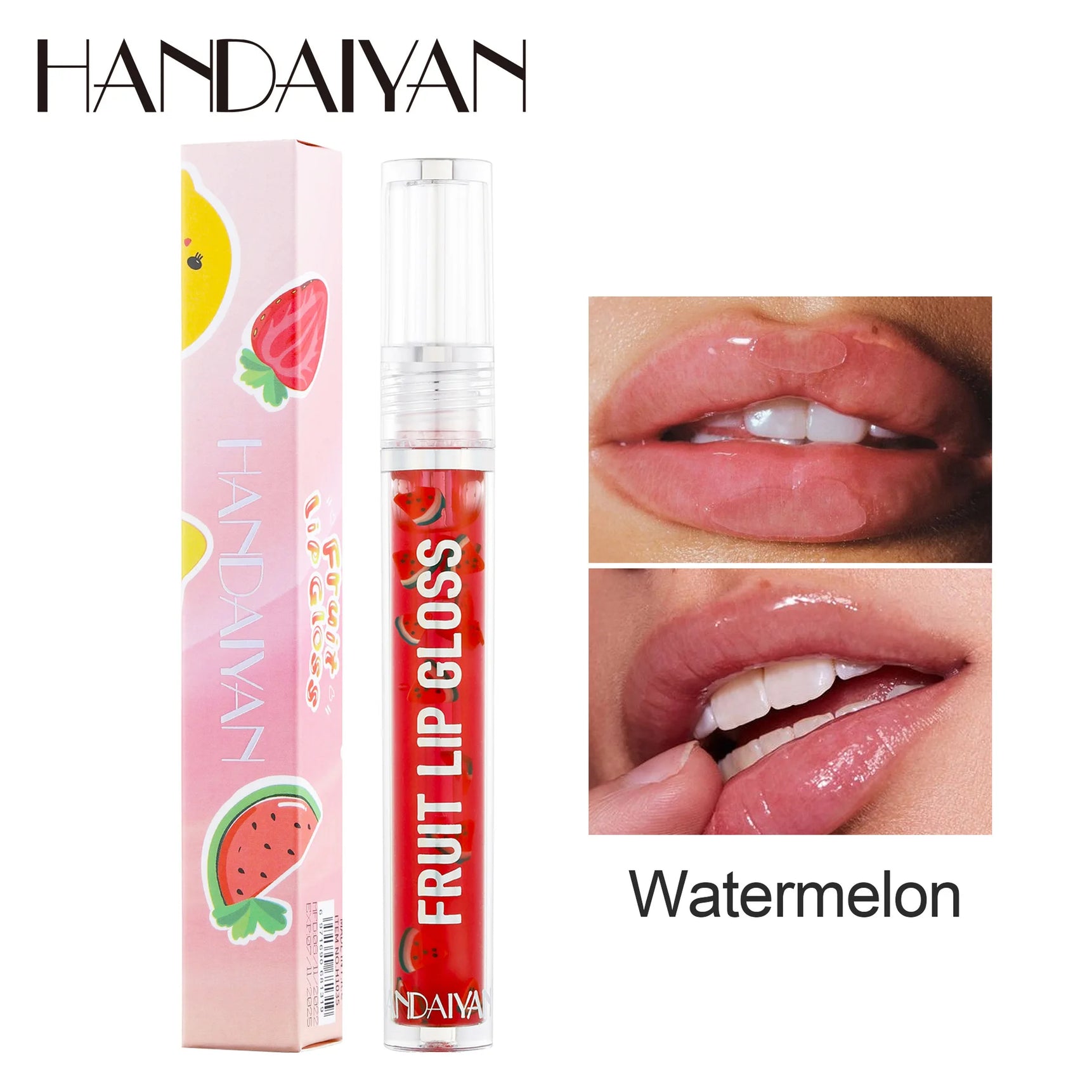 HANDAIYAN Fruit Flavored Lip Oil Moisturizing Transparent Lip Protector Glossy Water-Like Lip Care Glosses