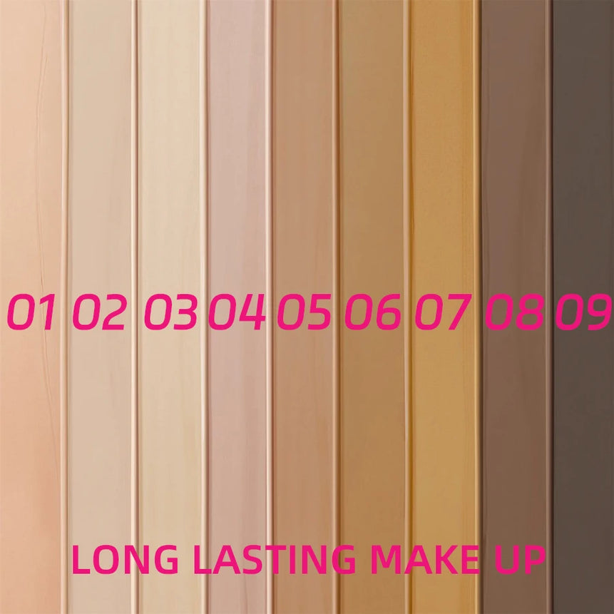 9-Shade Liquid Foundation | Full Coverage, High-Coverage Base Makeup, Cushion Finish, Natural Matte