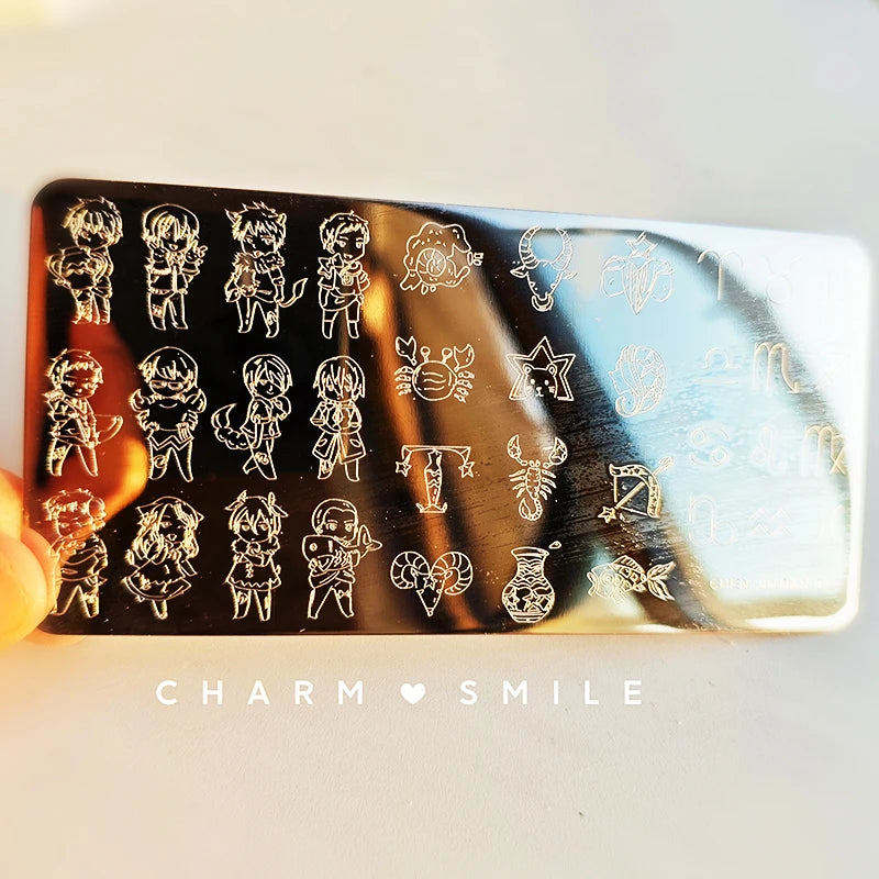 Cartoon Characters Stamping Plates  French Line Geometry  Flowers Leaves Animals Image Stainless Steel Nail Art Template Stencil