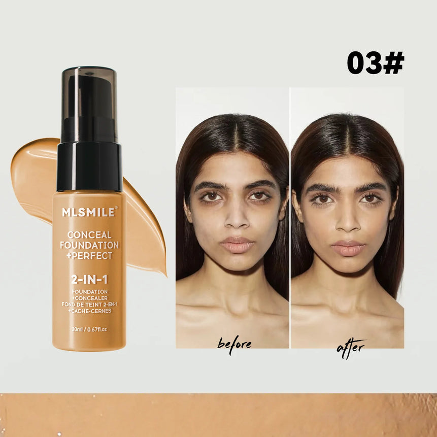 MLSMILE 6 color Liquid Foundation long-Lasting Waterproof, Moisturing Sweat resistant and easy to Oil-control