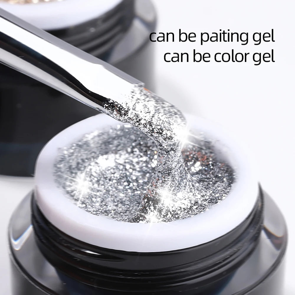 Vendeeni 4 Colors High Flash Gel Nail Polish Hybrid Glitter UV Soak off Gel Varnish Shiny Platinum Painting Nail Art Gel Lacquer