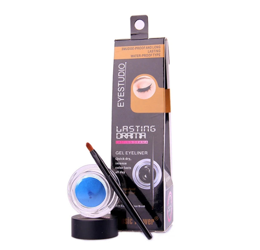 Music Flower Coffee Black Blue Purple Brown 24 Hours Eyeliner Gel Cream Make Up Waterproof Long-wear Eye Liner Brushes Makeup