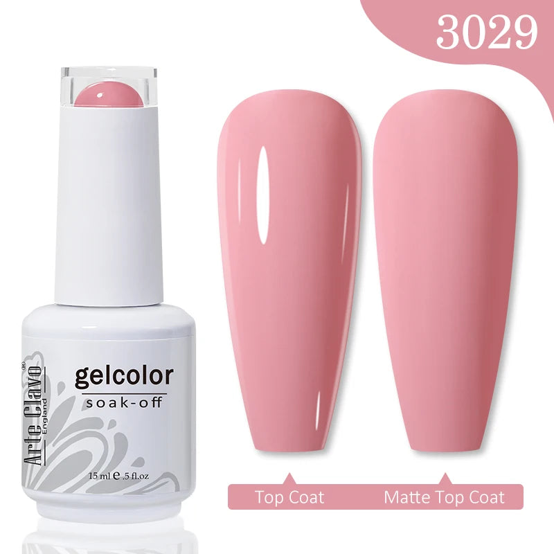 Arte Clavo 15ml Rose Red Pink Color Gel Nail Polish Autumn Winter Hot Sale Long Lasting Soak Off For Manicure Nail Art Gel