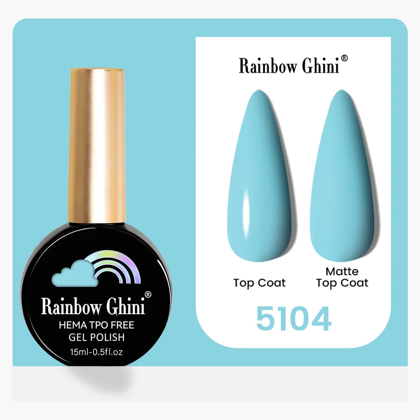 Rainbow Ghini 15ML 146 Colors Long-Lasting Colorful Gel Nail Polish Professional UV/LED Gel Polish Base Coat Matte Top Coat