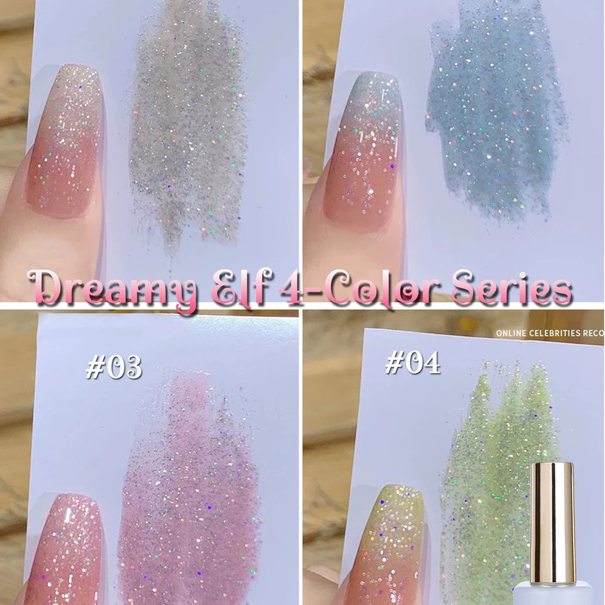 MIANEL1-12pcs 12ML Pink Blue White Green Series With Explosive Glitter Gel Nail Polish, Popular Yun Brocade Diamond Gel Polish