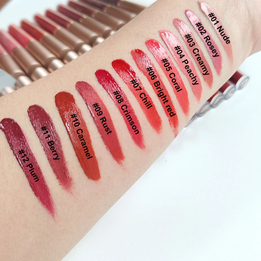 12Colors Creamy Matte Lip Gloss Long-lasting Velvet Non-drying Moisturizing Nude Berry Rose Lipstick Plump Lip Makeup Cosmetics