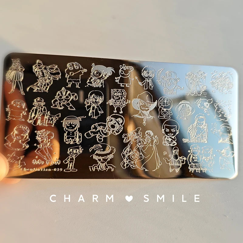 Cartoon Characters Stamping Plates  French Line Geometry  Flowers Leaves Animals Image Stainless Steel Nail Art Template Stencil