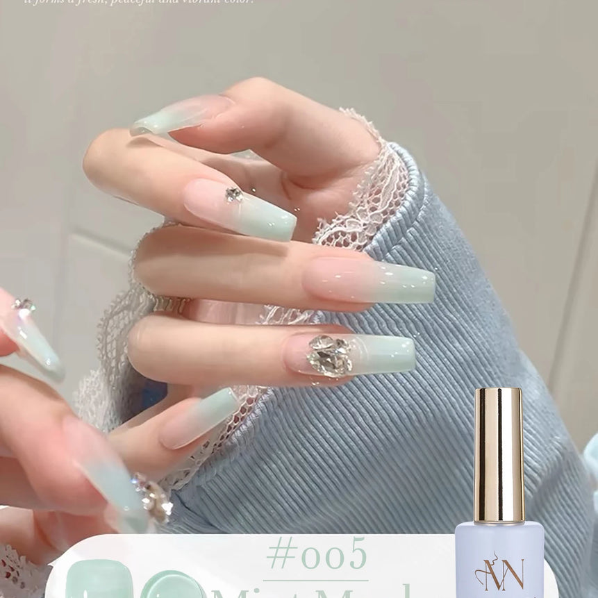 MIANEL1-12pcs 12ML Pink Blue White Green Series With Explosive Glitter Gel Nail Polish, Popular Yun Brocade Diamond Gel Polish