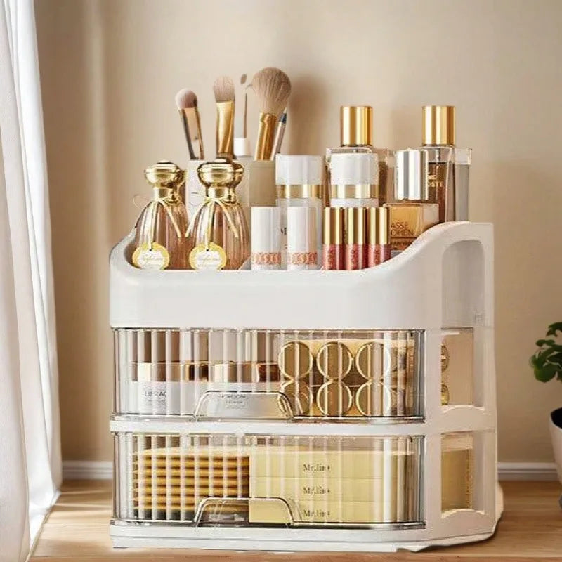 3-5 Tier Cosmetic Organizer with Drawers, Spacious Makeup Storage for Skincare, Brushes, Lipsticks, Perfect for Vanity