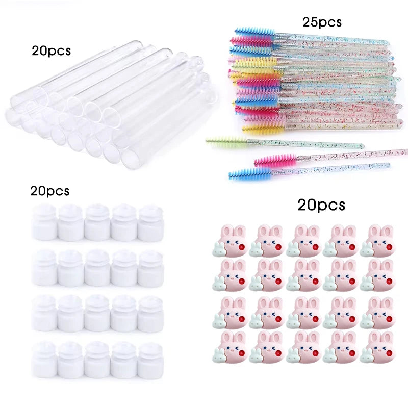 20Pcs Reusable Eyelash Brush Tube Christmas Style Disposable Mascara Wands Applicator with Tube Dust-proof Tubes Makeup Tools