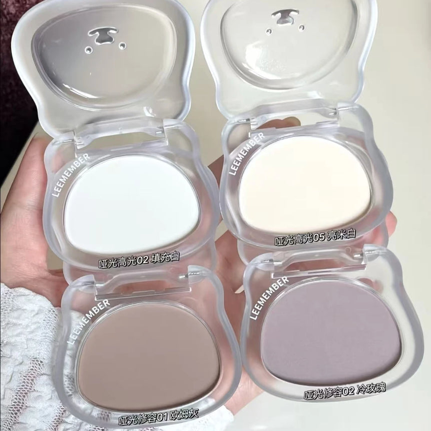 LEEMEMBER Contour Highlighter Powder Matte Fine Powder Longlasting Oil Control Natural Face Bronzer Brighten Makeup