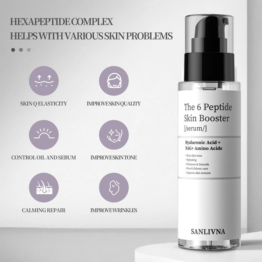 6 Peptide Essence Facial Refreshing Skin Care Set Contains Collagen to Improve Fine Lines, Brighten Skin, Moisturize and Nourish