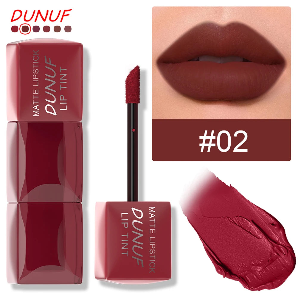 DUNUF 1pcs Liquid Matte Lipstick Velvet Matte Women'S Makeup Long-lasting Waterproof Non-stick Cup Non-fade Lip Gloss