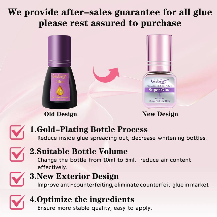 Qeelasee Eyelash Glue 0.3-0.5S Fastest Strongest Waterproof Mild Professional Eyelash Extension Glue
