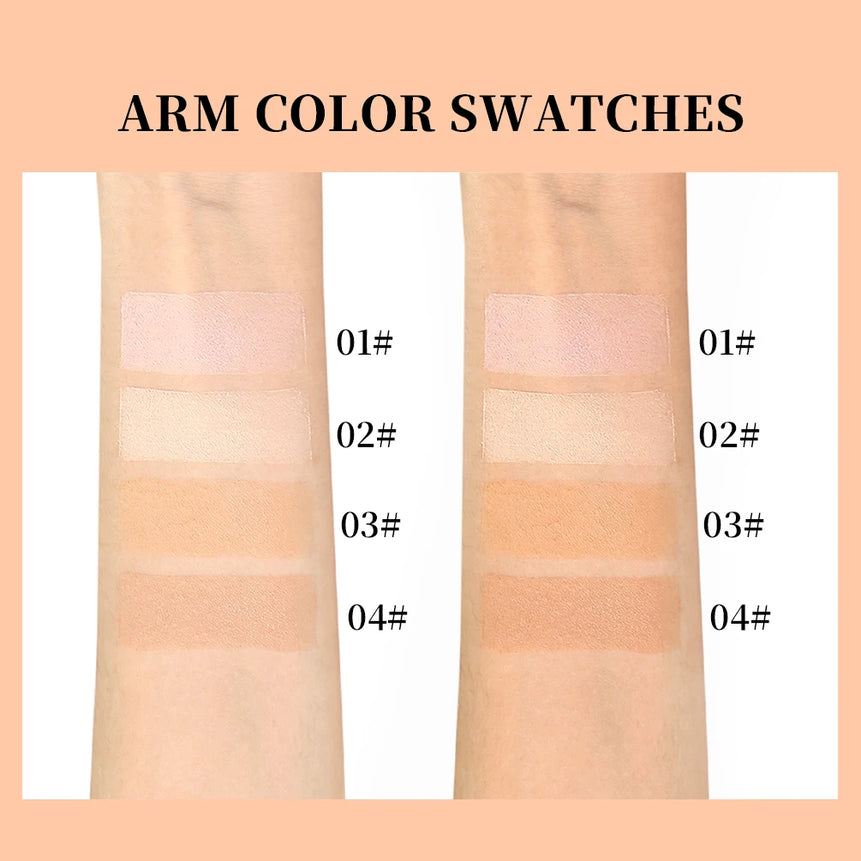 QIBEST Pressed Powder Oil-Control Long-Lasting Face Powder Compact Powder Full Coverage Makeup Base Foundation