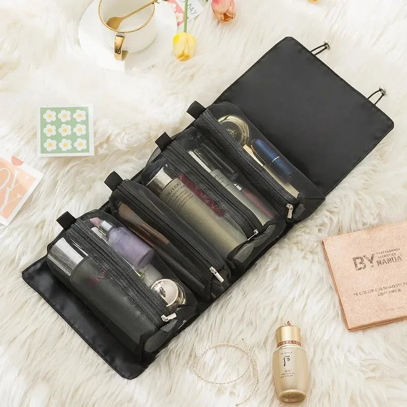 Portable Large Capacity 4 in 1 Makeup Bags Portable Folding Travel Cosmetics Storage Toiletry Bag Detachable Cosmetic Bag