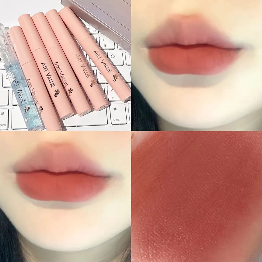 Butterfly Lip Gloss Makeup set,Full Gift Box Liquid Lipstick Necklace Blush Kit for Birthday Christmas Valentine's Day Matte Lip