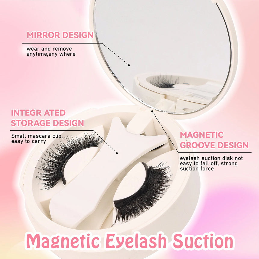 Magnetic Eyelashes 1 Pair Reusable Magnetic Eyelashes with Applicator No Glue Needed Eyelashes Cat Eye Thick Lash Clusters Kit E