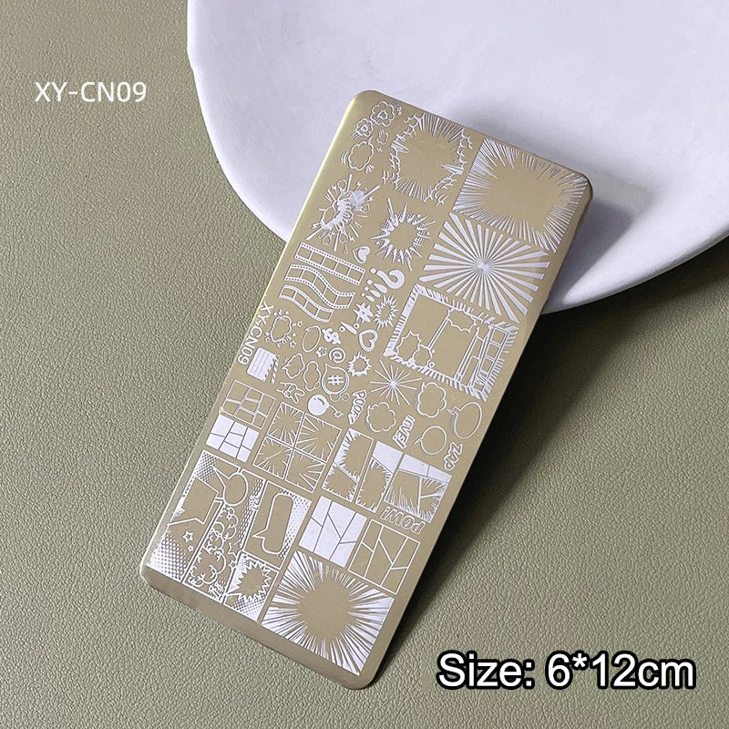 Gold Nail Stamping Plates Bow Lace Butterfly Flower Leaf Stainless Steel Stencil Nail Art Stamps Geometry Template Transfer Mold