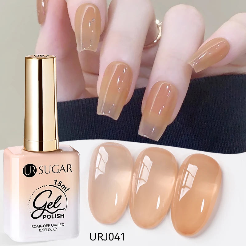 UR SUGAR 15ml Crystal Milky Jelly White Nude Gel Nail Polish Transparent Semi-permanent UV Gel Nail Art Soak Off Gel Varnish
