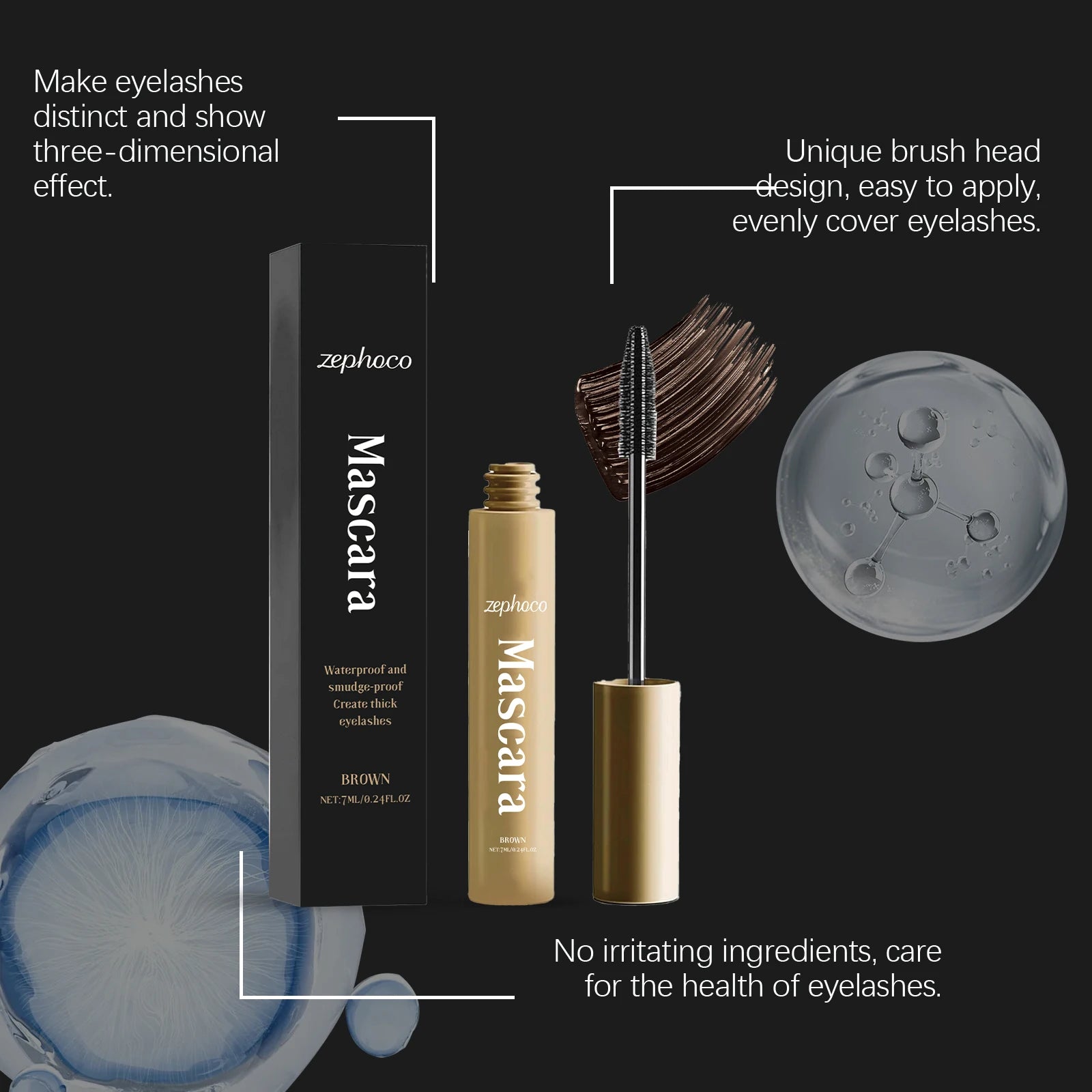 Mascara Lengthening Curling Natural Look Waterproof Smudge Proof Clump Free Volumizing Daily Wear Long Lasting Gentle Formula