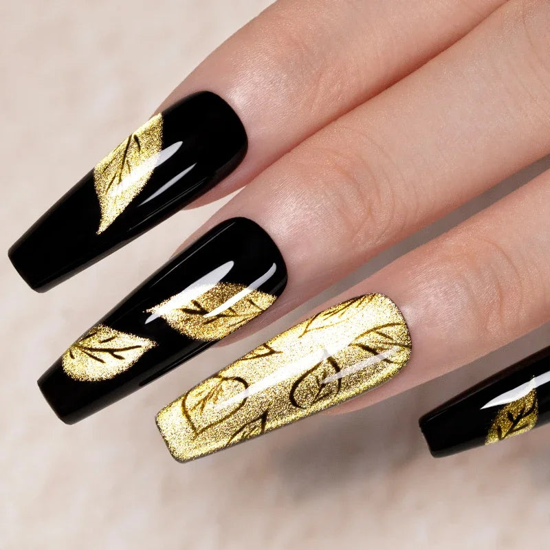 AWStorG 7.5ML Golden Gradient Cat Eye Magnetic Gel Sparkling Glitter Nail Polish Semi Permanent UV Nail Art No Need Base Color