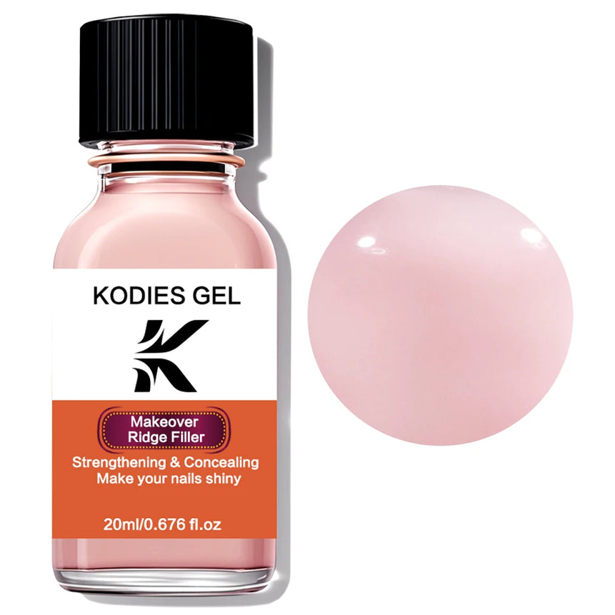 KODIES GEL Natural Pink Nail Strengthener Quick Dry Makeover Ridge Filler Base Oil Nail Hardener Shield Repair Nail Care Lacquer