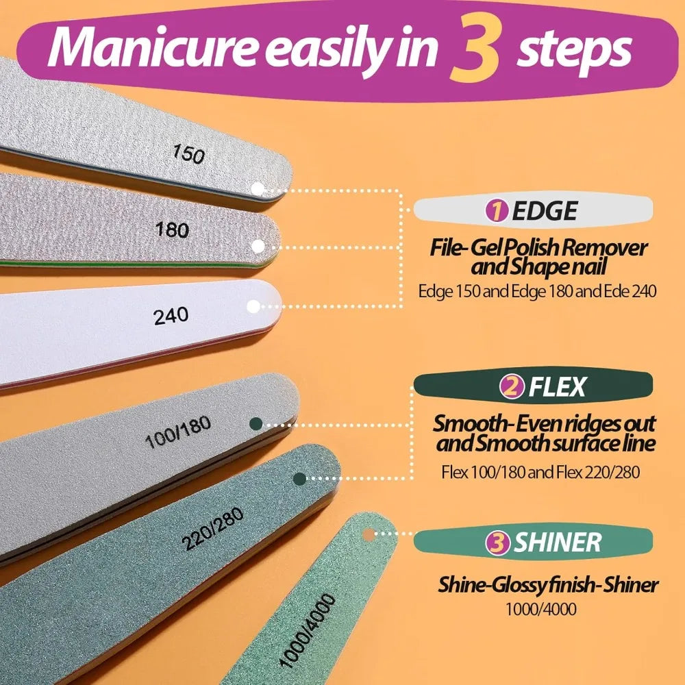 Nail File Nail Buffer for Teens, Nail File & Natural Nail Buffer in 6 Pack, Nail Sandboard, Nail Buffer & Gloss Kit Nail File