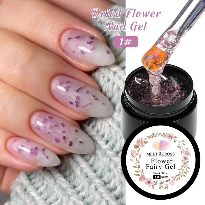 5ml Pink Dried Flower Nail Gel Polish Semi Permanent Natural Flower Fairy Nail Art Gel Soak Off UV Painting Varnishes For Nails