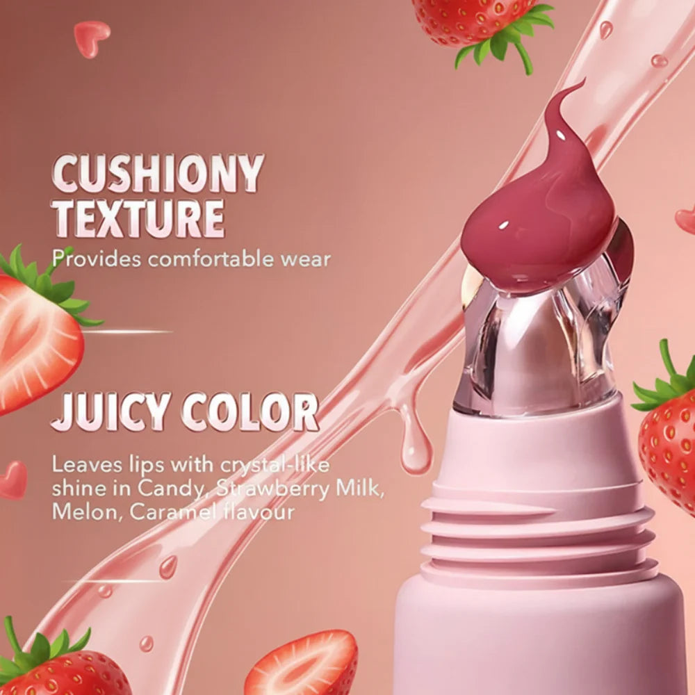 4PCS Moisturizing Mirror Lip Gloss set Lip Vanilla Pink Sugar Coffee Cake Smell Lipstick Transparent Oil Makeup Christmas gift