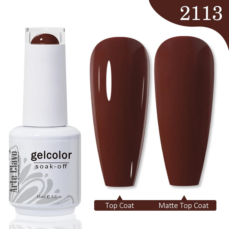 Arte Clavo 15ml Rose Red Pink Color Gel Nail Polish Autumn Winter Hot Sale Long Lasting Soak Off For Manicure Nail Art Gel