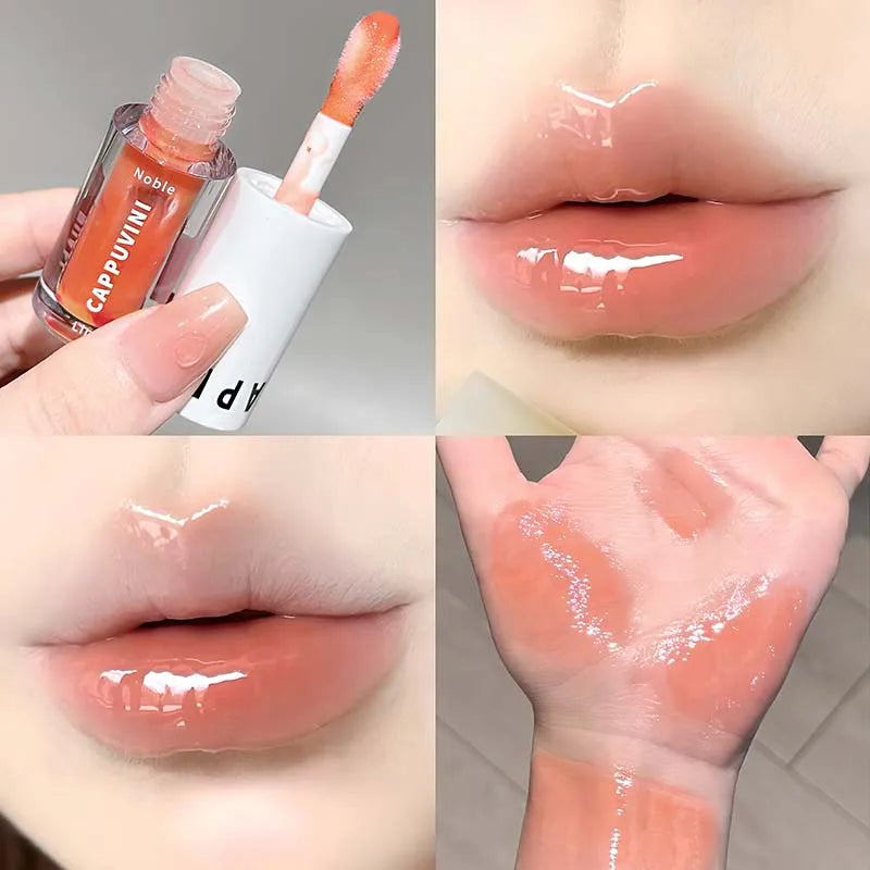 Cappuvini Sand Ice Double Color Lip Glaze Moisturizer Smooth Plumps Lips Easy to Apply Color-Enhancing Lip Gloss Lipstick
