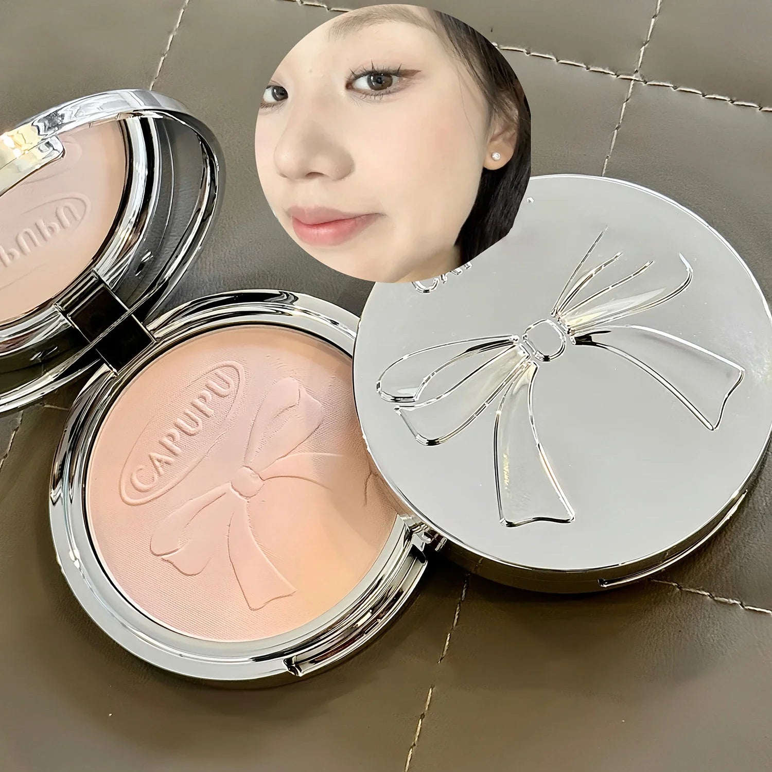Matte White Face Pressed Powder 24 Hours Oil Control Clear Natural Powder Foundation Full Coverage Waterproof Makeup