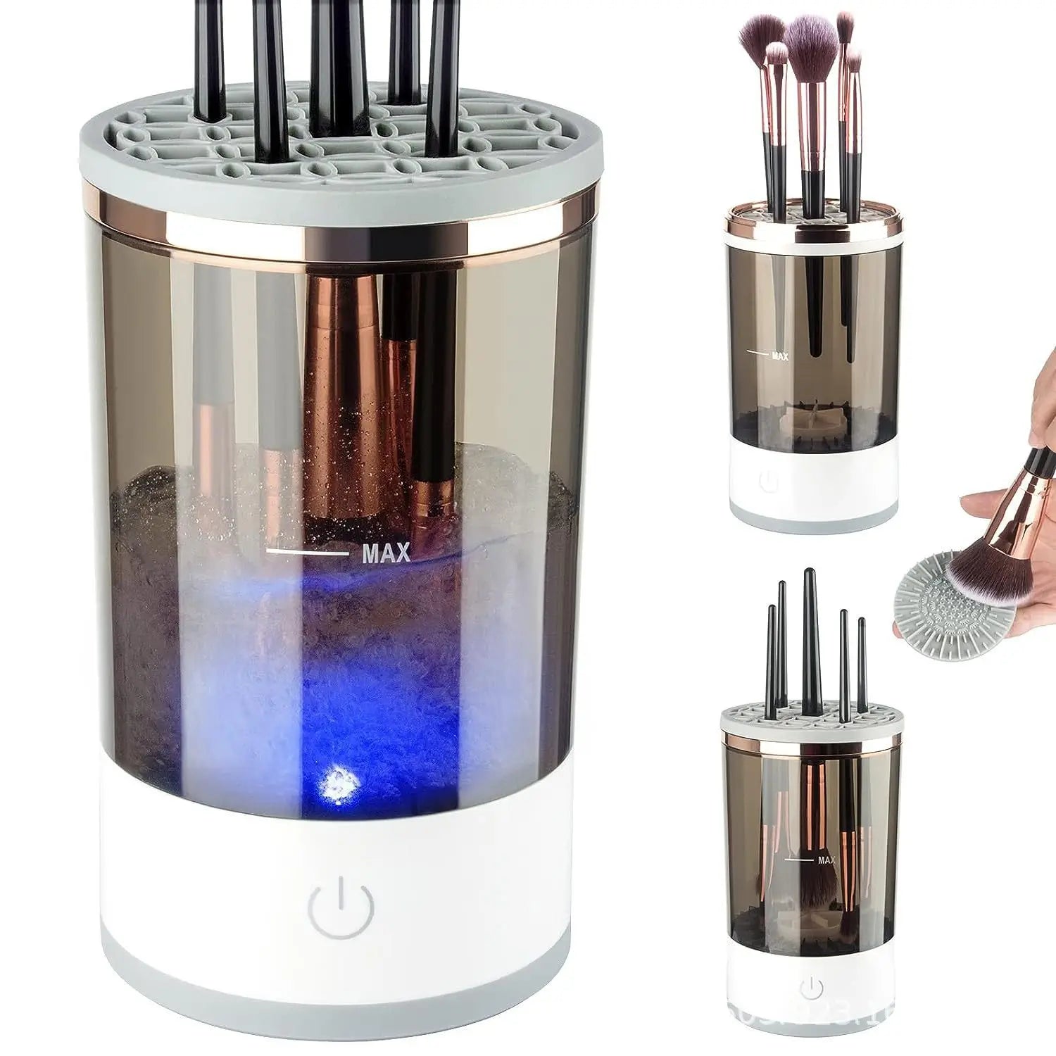 Electric makeup brush cleaner, handheld automatic makeup brush cleaning tool, suitable for 3-4 brushes, thoroughly clean