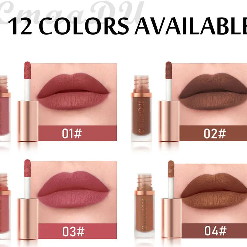 CmaaDu Velvet Matte Liquid Lipstick Waterproof Long Lasting Nonstick Cup Mate Nude Red Lip Stick Lint Tube Makeup Cosmetics Lips